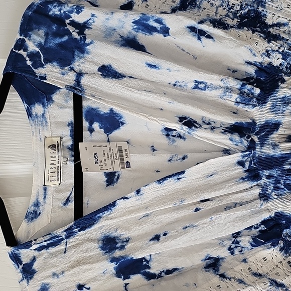 Blue and White Tie-Dye Mini Dress - Picture 5 of 7